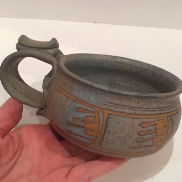 Handcrafted Ceramic Mug with Handle - Gray and Brown - Picture 3 of 6
